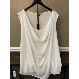 East Adeline Women's Sz 3x Blouse Top Solid White Polyester Sleeveless Cowl Neck